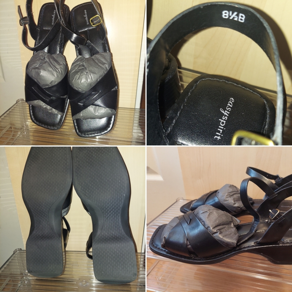 Easy Spirit Women's Black Leather Sandals Size 8.5